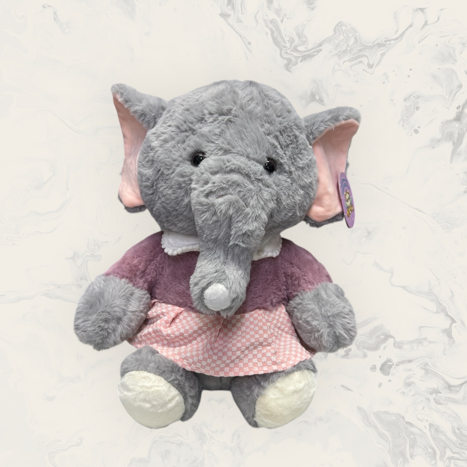 Peluche de Elefanta con Vestido Rosado