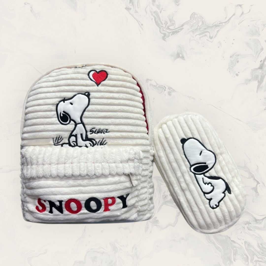 Set de Mochila y Estuche Snoppy - Acolchado y suave